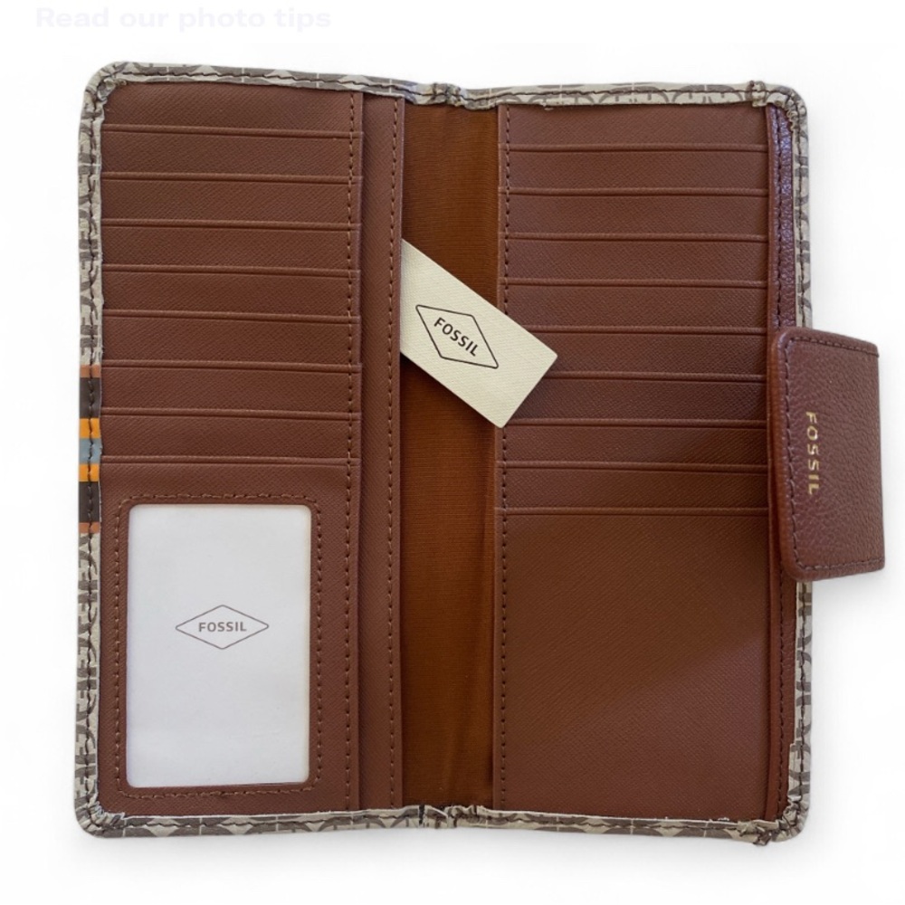 Fossil Brown and Tan Signature Stripe Wallet